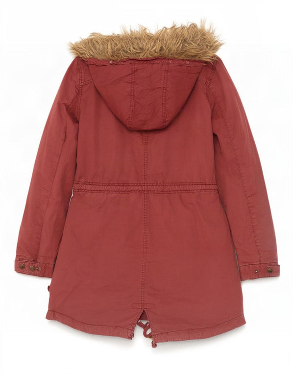 Giacca parka con cappuccio da donna Fat Face UK 10 piccola in cotone bordeaux