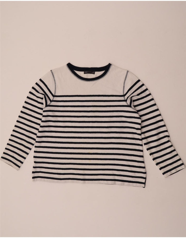 Maglione maglione girocollo da donna Marks & Spencer UK 14 grandi righe bianche