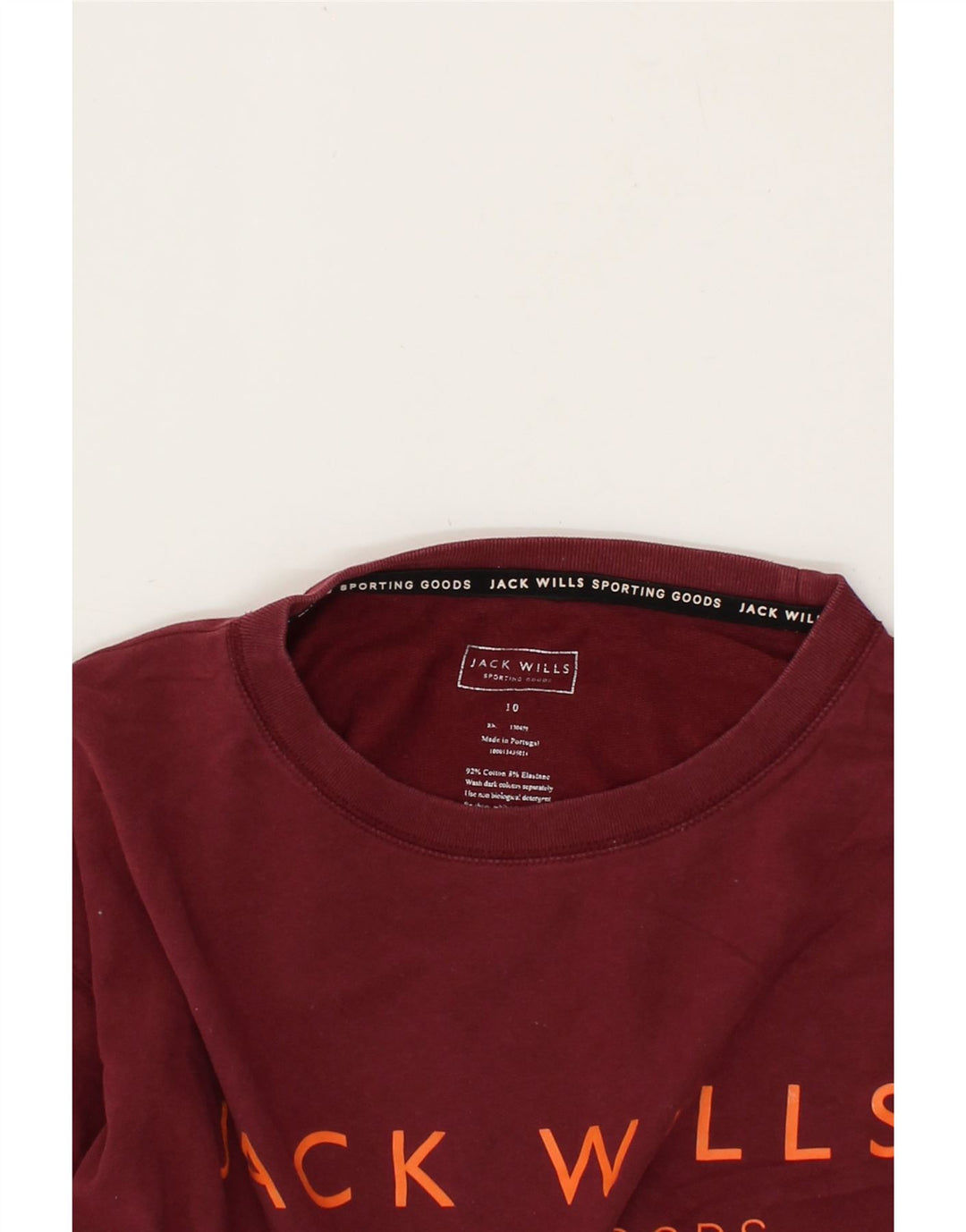 JACK WILLS Womens Oversized Graphic Sweatshirt Jumper UK 10 Small Burgundy Vintage Jack Wills and Second-Hand Jack Wills from Messina Hembry 