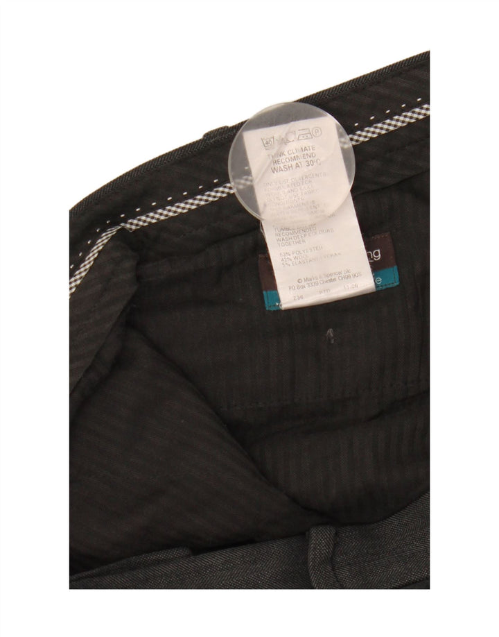 Pantaloni da abito dritti da uomo Marks & Spencer W36 L31 poliestere nero