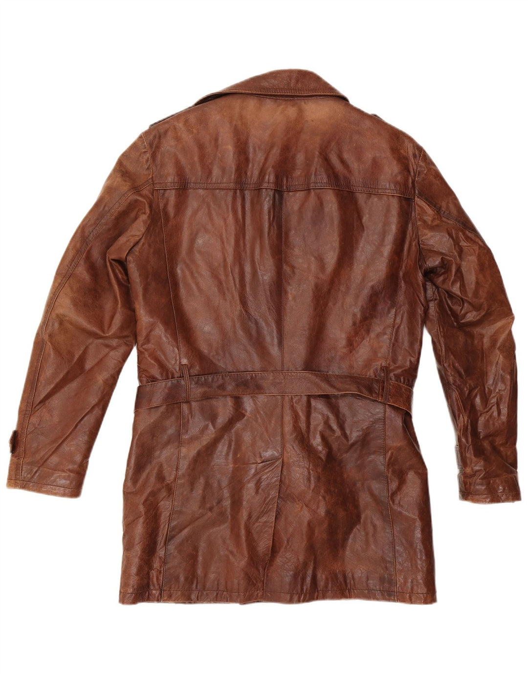 Cappotto in pelle militare doppiopetto da uomo VINTAGE IT 50 Large Marrone