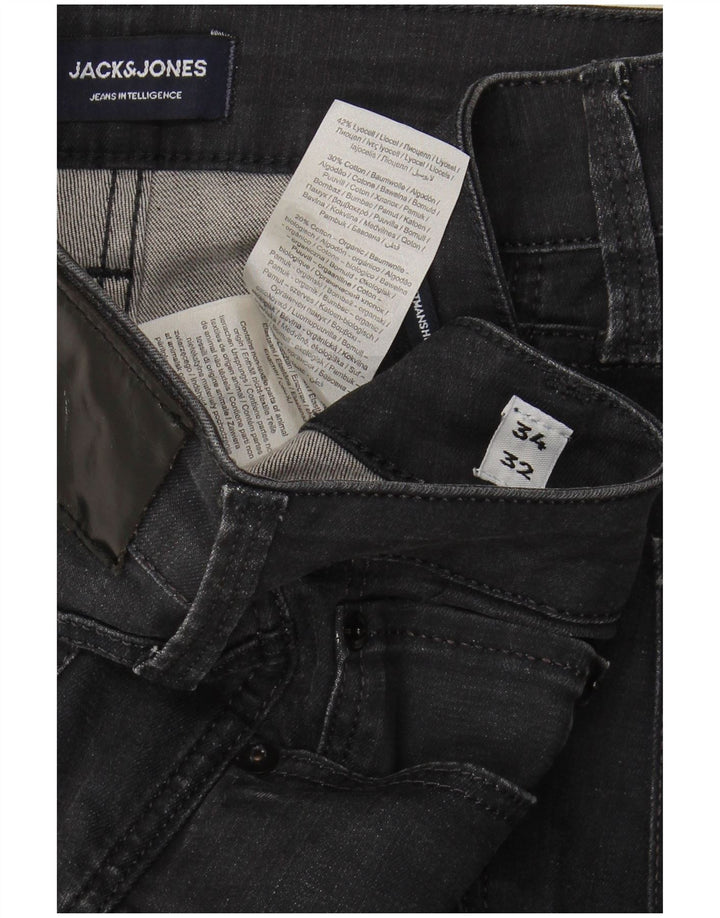 JACK & JONES Jeans dritti da uomo Tim W34 L32 cotone nero