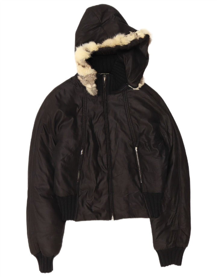 Piumino Donna Con Cappuccio TRUSSARDI JEANS IT 44 Medium Nero Poliammide