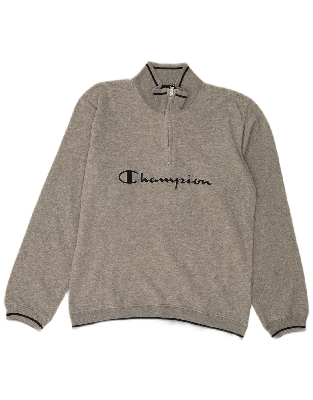 CHAMPION Felpa con collo con zip grafica da uomo Maglione piccolo in cotone grigio