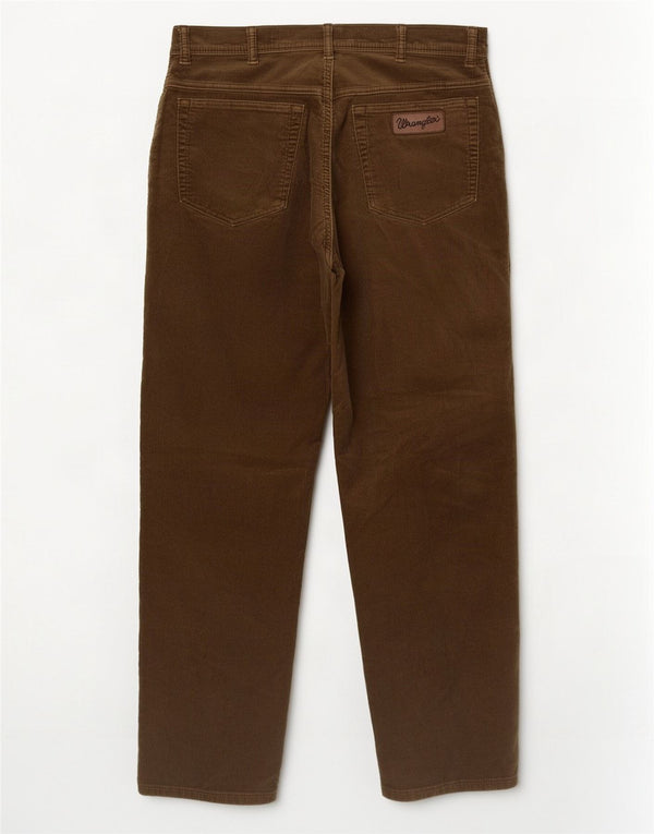 Wrangler Mens Texas Slim Corduroy Trousers W36 L30 Brown Cotton