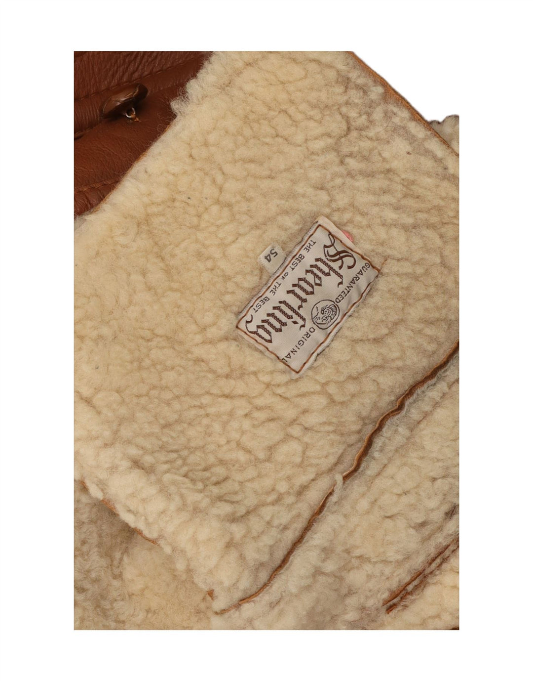 Giacca vintage in montone doppio petto da uomo IT 54 2XL Marrone