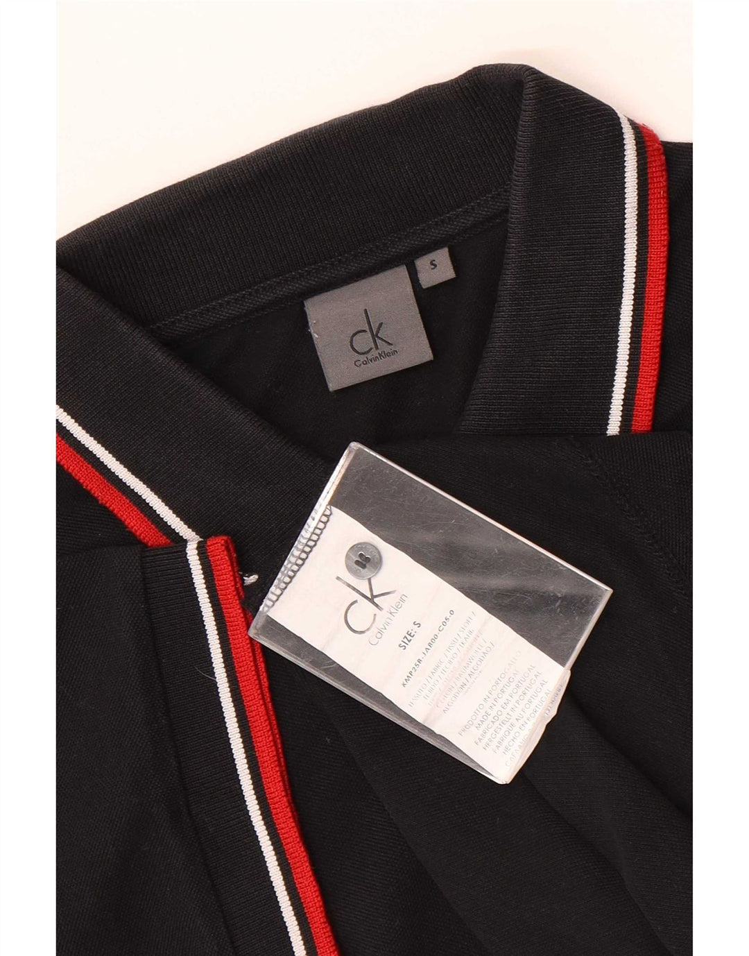 Polo da uomo Calvin Klein piccola in cotone a righe nere