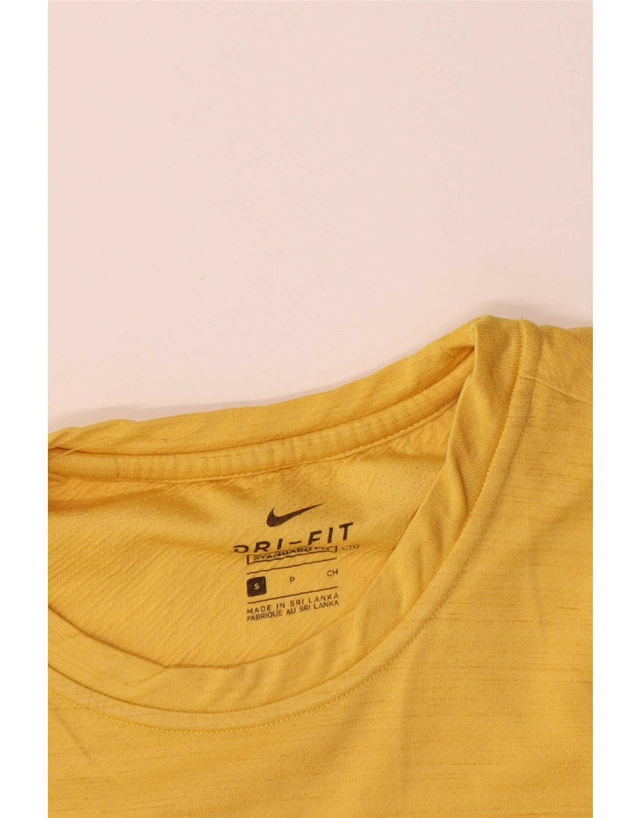 T-shirt Nike da uomo Dri Fit Standard, piccola, in poliestere giallo