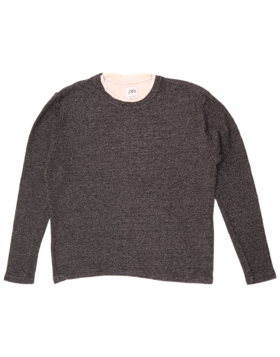 Maglione maglione girocollo da donna Zara UK 14 Cotone grigio medio