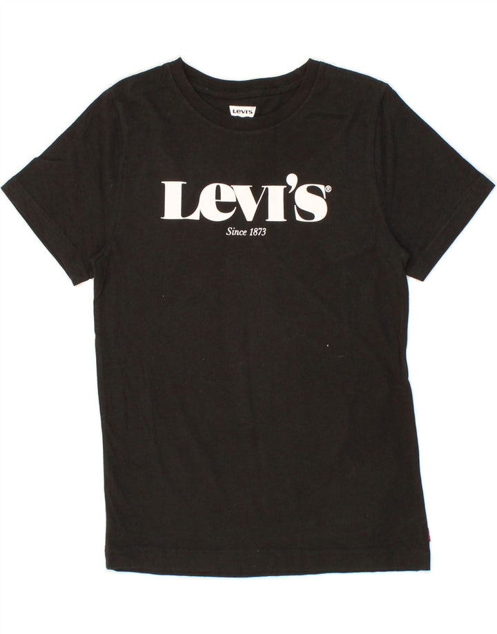 LEVI'S Boys Graphic T-Shirt Top 11-12 Years Black Cotton Vintage Levi's and Second-Hand Levi's from Messina Hembry 