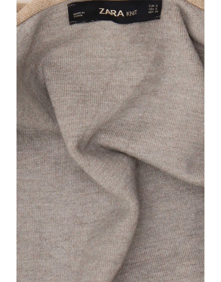 Maglione cardigan aperto asimmetrico da donna Zara UK 10 piccolo Beige