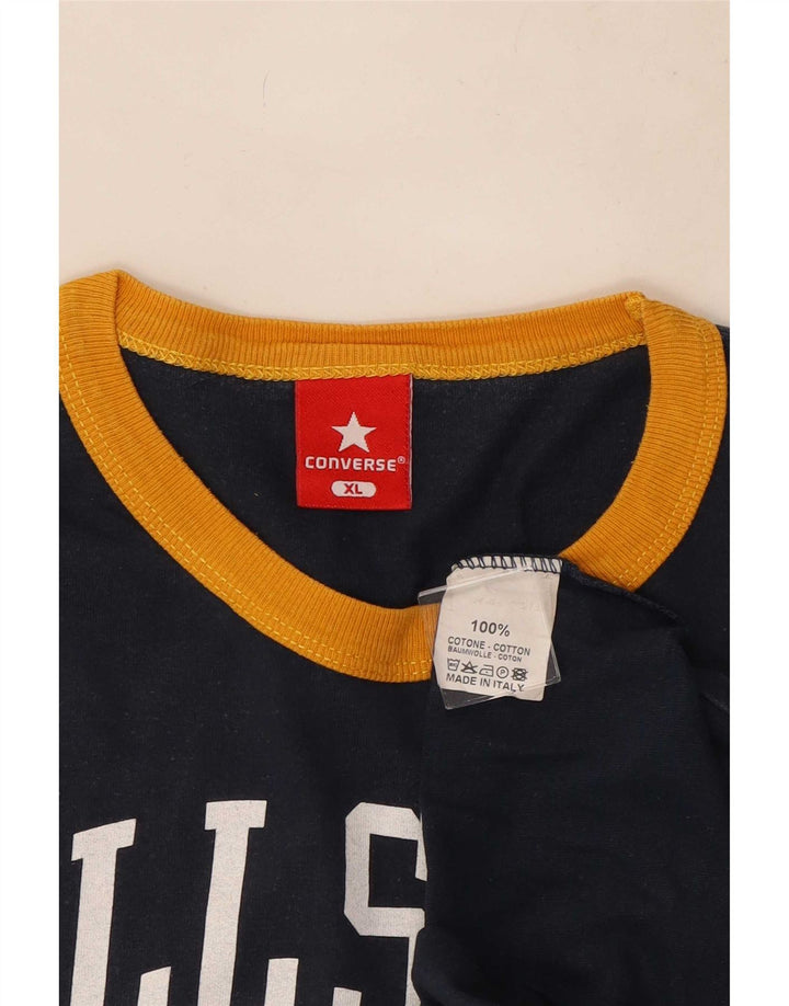 T-shirt grafica da uomo Converse Top XL in cotone blu navy