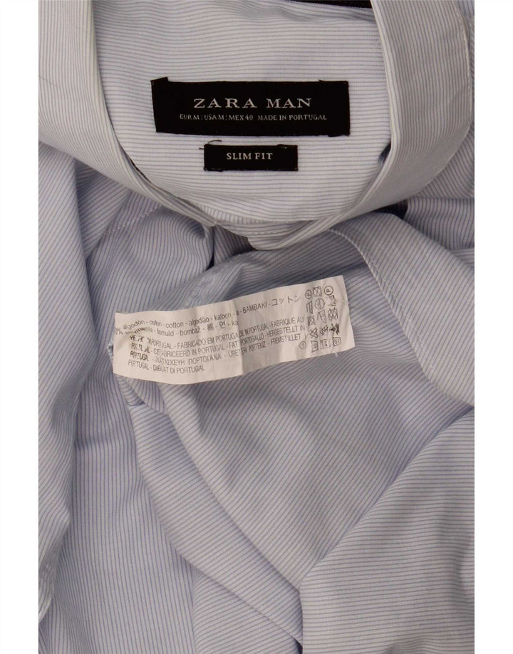 Camicia Zara da uomo slim fit in cotone gessato blu medio