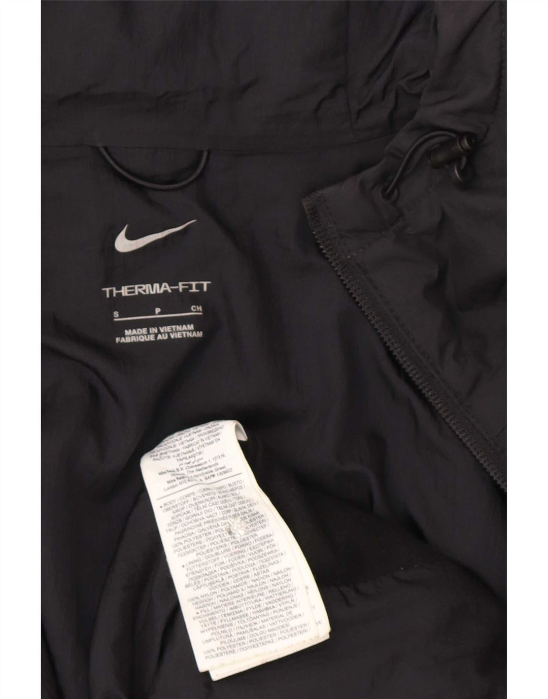 Giacca da ginnastica con cappuccio Nike Therma-Fit da uomo, piccola, in poliestere nero