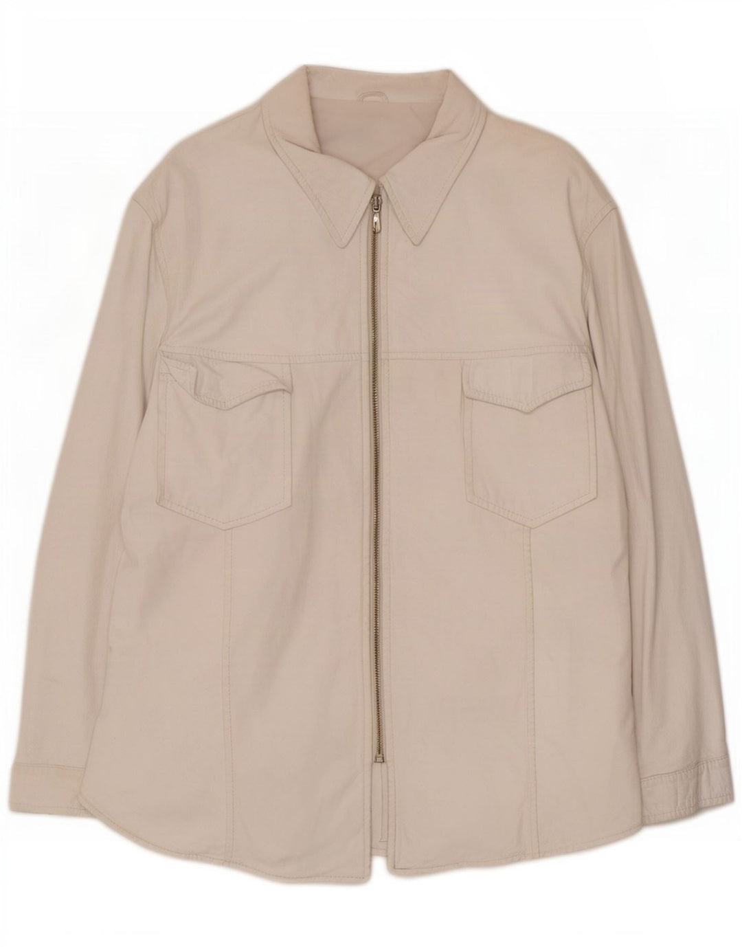 Camicia overshirt in pelle da donna vintage IT 46 grande bianca