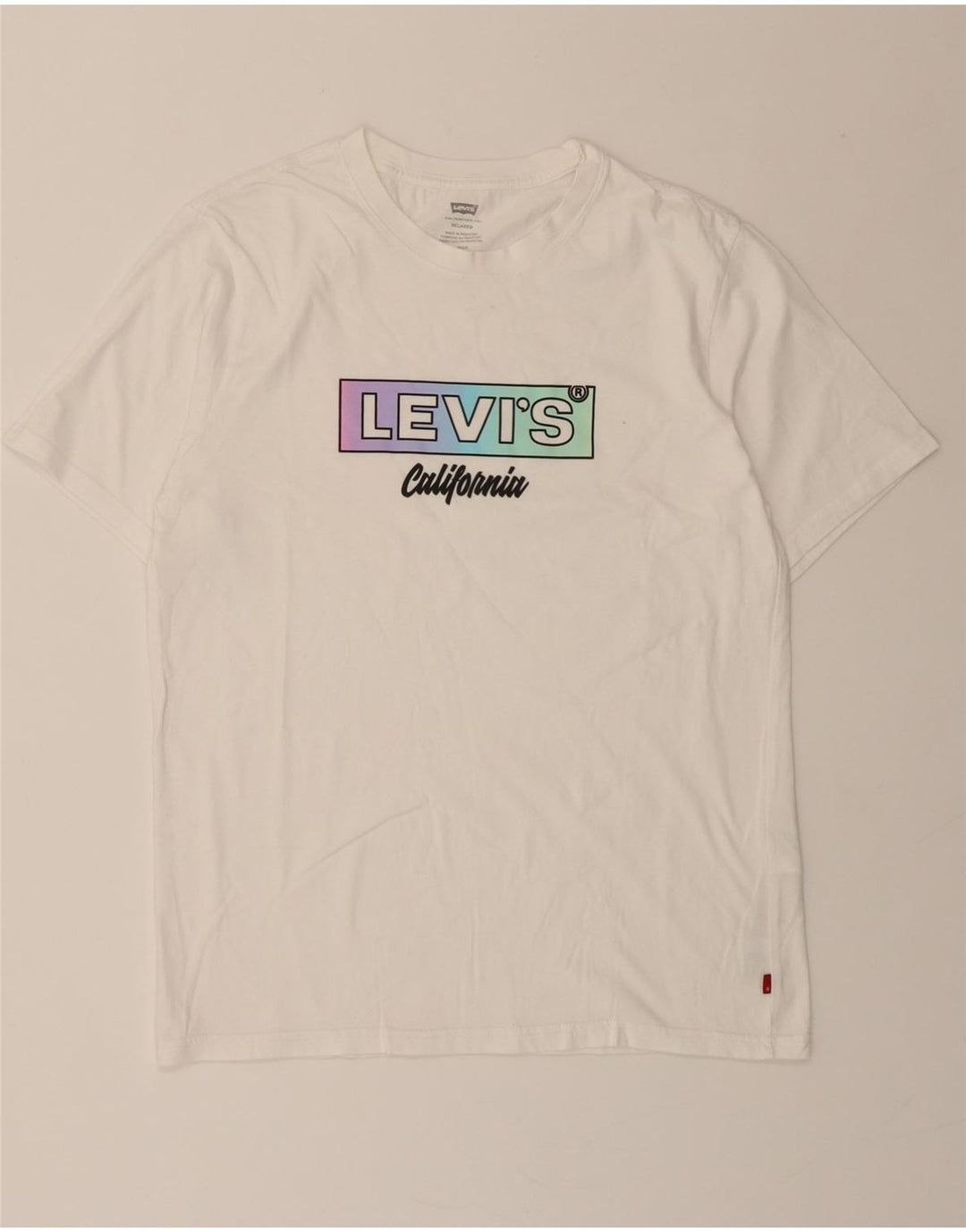 LEVI'S Mens Relaxed Fit Graphic T-Shirt Top Small White Cotton Vintage Levi's and Second-Hand Levi's from Messina Hembry 