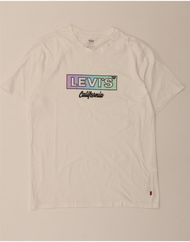 LEVI'S Mens Relaxed Fit Graphic T-Shirt Top Small White Cotton Vintage Levi's and Second-Hand Levi's from Messina Hembry 
