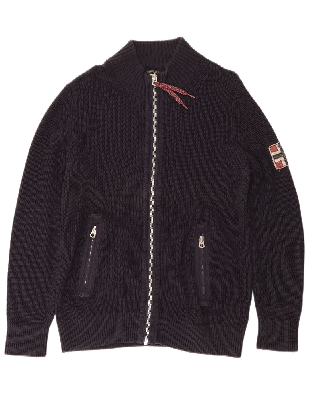 Maglione cardigan geografico da uomo NAPAPIJRI grande cotone blu navy