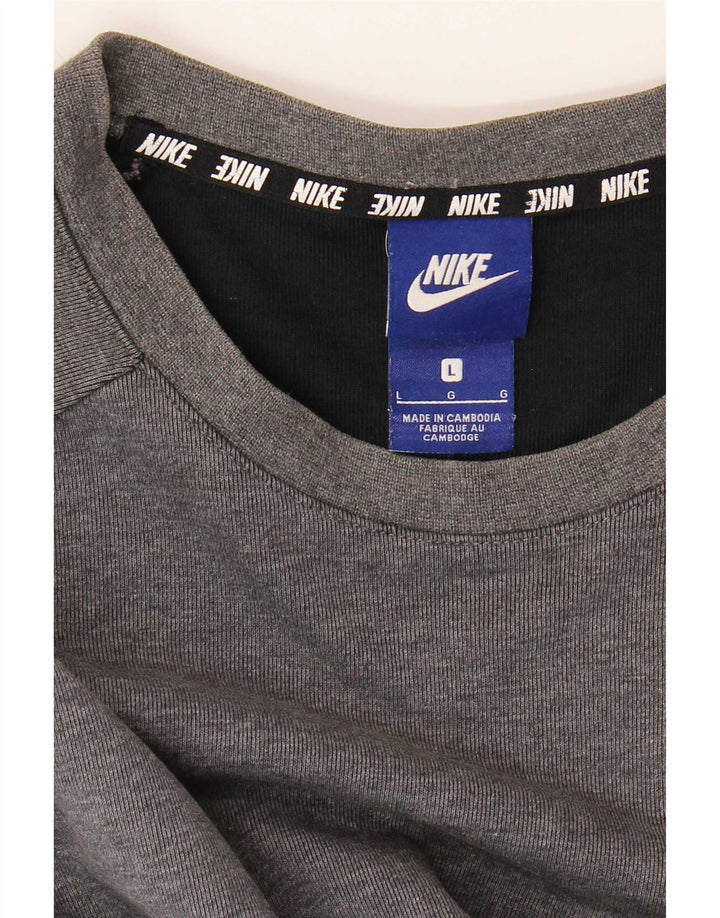 Felpa da uomo Nike con stampa grafica, taglia Large, colore grigio a blocchi