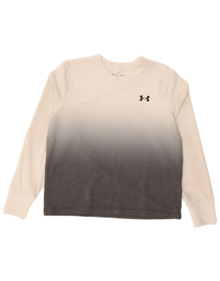 Maglia da uomo Under Armour a maniche lunghe in poliestere color block medio bianco sporco