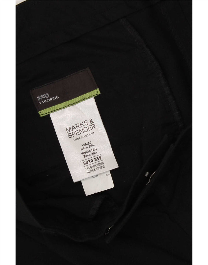 Pantaloni da abito dritti da uomo Marks & Spencer W36 L29 poliestere nero