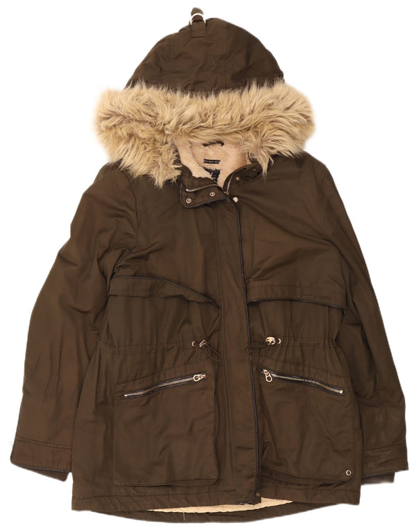 Giacca Parka con cappuccio Zara Trafaluc da donna UK 18 XL Cachi