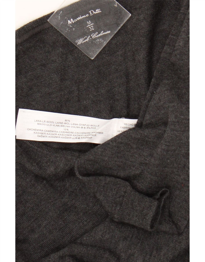 Massimo Dutti Maglione da donna con scollo a V UK 12 Lana grigio medio