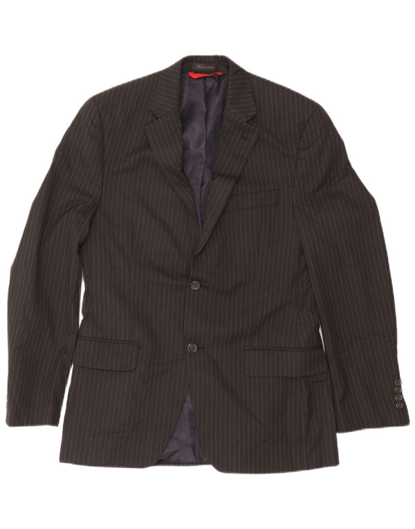 Giacca blazer slim fit da uomo a 2 bottoni Chaps UK 40 grande gessato nero