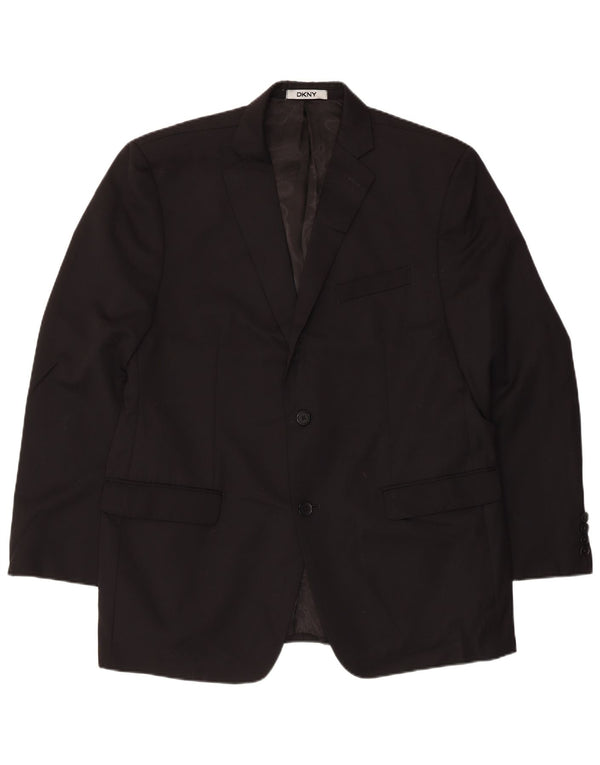 Giacca blazer da uomo a 2 bottoni Dkny UK 44 2XL lana nera