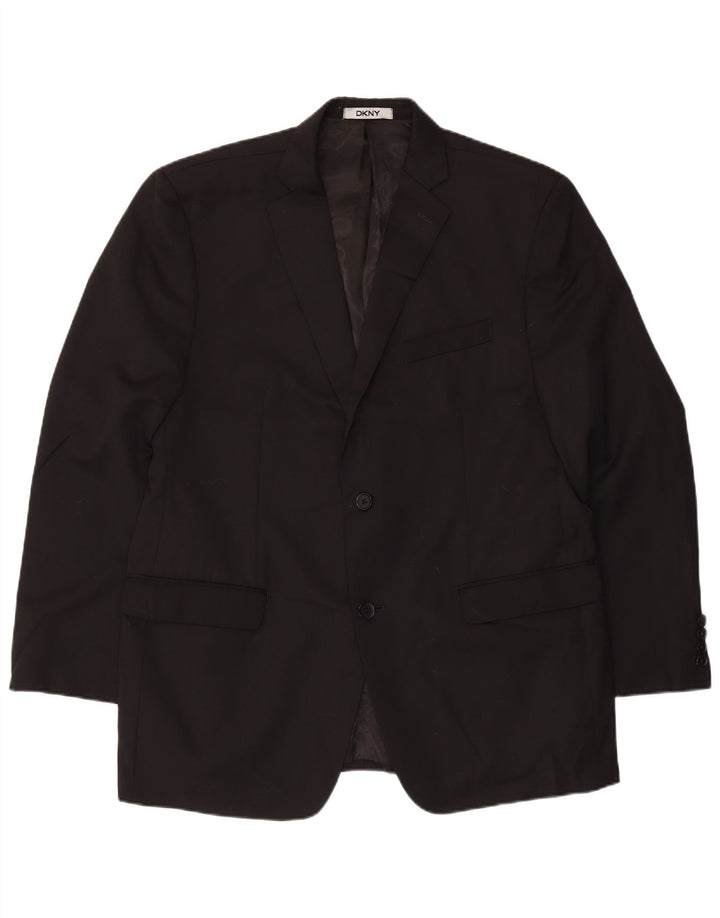 Giacca blazer da uomo a 2 bottoni Dkny UK 44 2XL lana nera