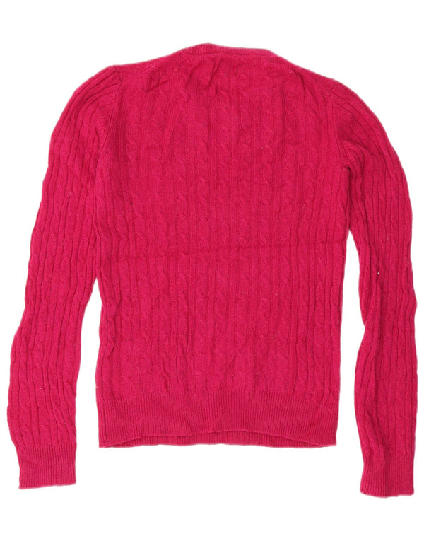Maglione maglione girocollo da donna Jack Wills UK 10 piccolo lana merino rosa