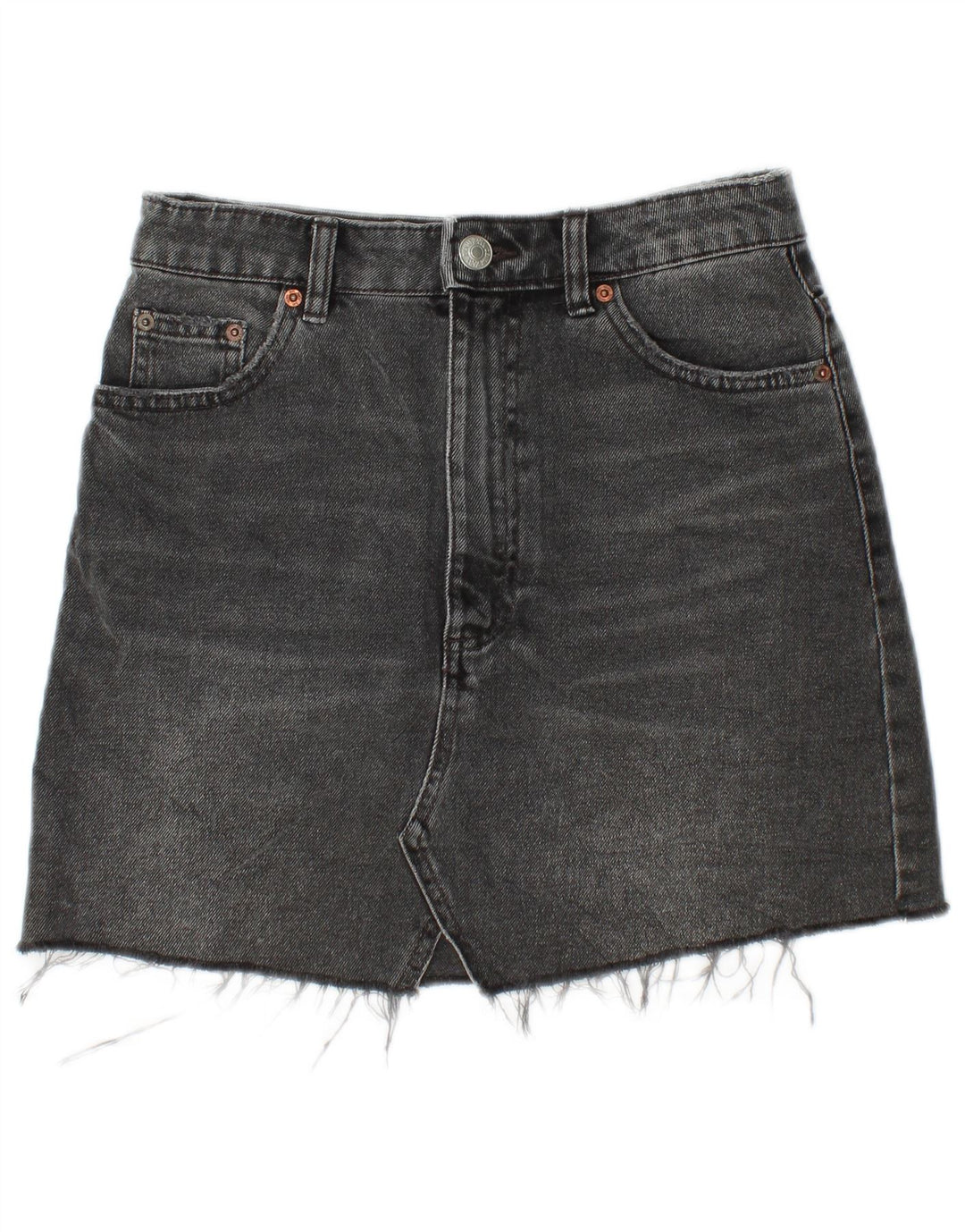 Minigonna di jeans Zara da donna piccola W26 in cotone nero