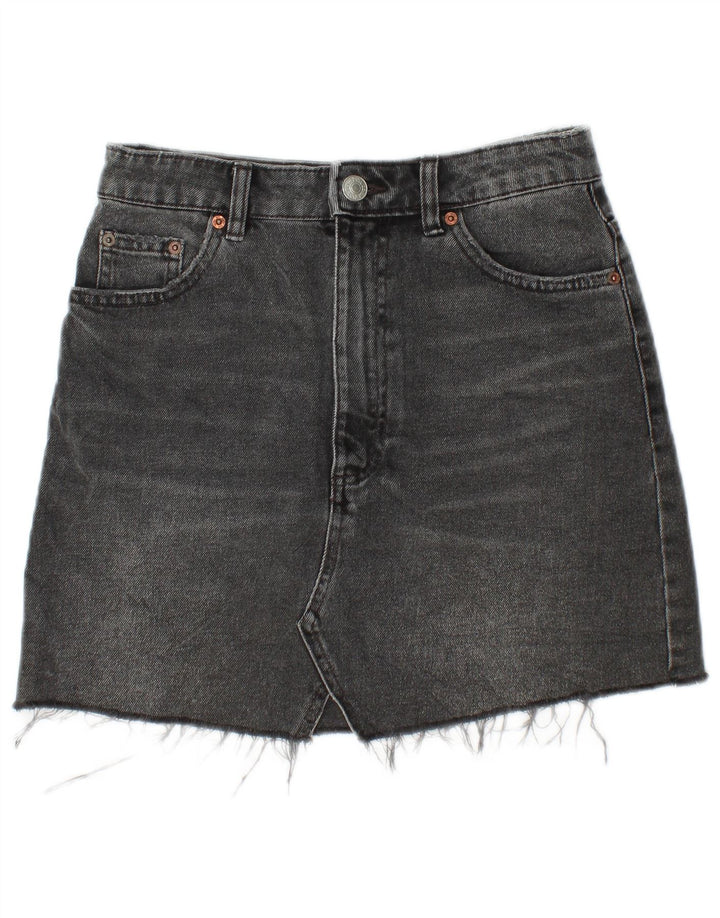 Minigonna di jeans Zara da donna piccola W26 in cotone nero