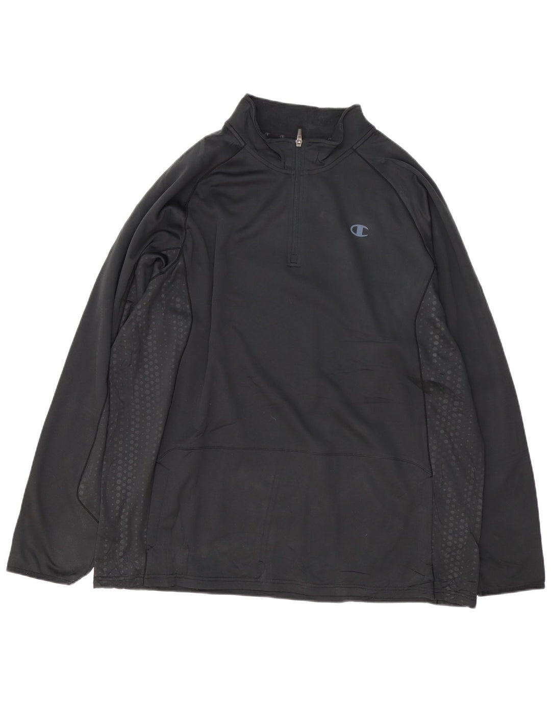 CHAMPION Top da tuta pullover con zip e collo da uomo 2XL poliestere maculato nero