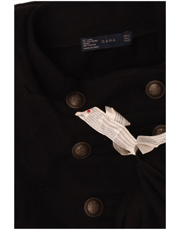 Cappotto doppiopetto con cappuccio da donna Zara UK 10 piccolo in lana nera
