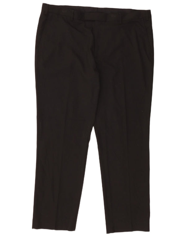 Pantaloni da abito vestibilità regolare da uomo Marks & Spencer W42 L31 poliestere nero