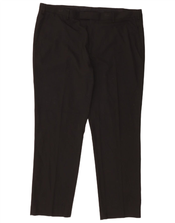 Pantaloni da abito vestibilità regolare da uomo Marks & Spencer W42 L31 poliestere nero