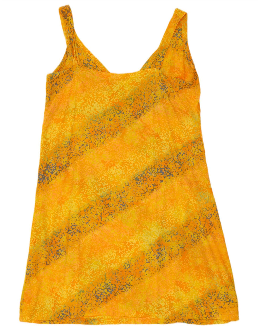 Prendisole vintage da donna UK 14 medio giallo Paisley