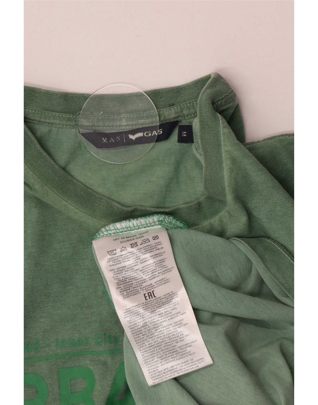T-shirt grafica da uomo Gas Top in cotone verde medio