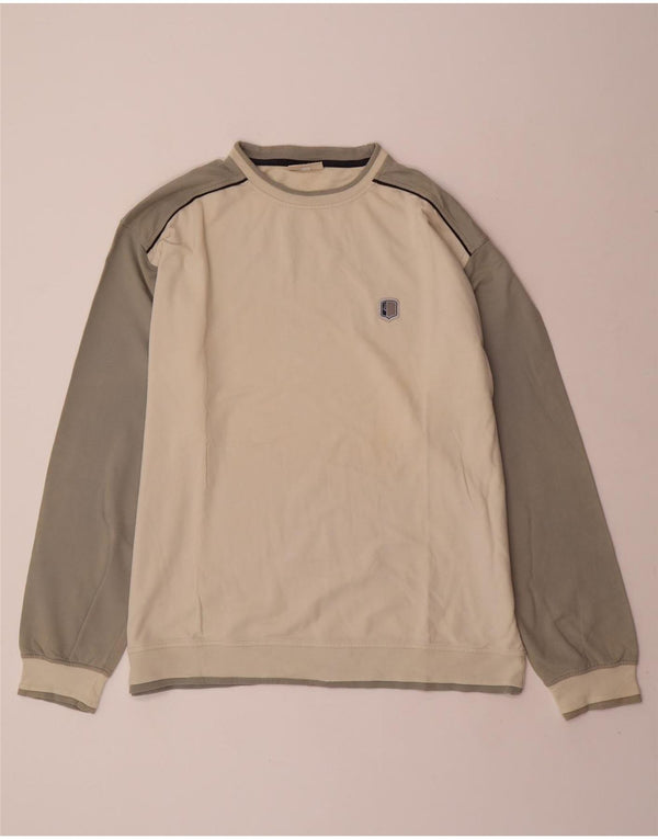 Felpa ASICS da uomo, maglione 2XL, cotone color block bianco sporco