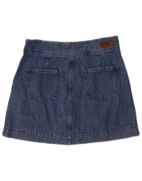 Mini gonna in denim da donna Benetton UK 12 media W30 cotone blu