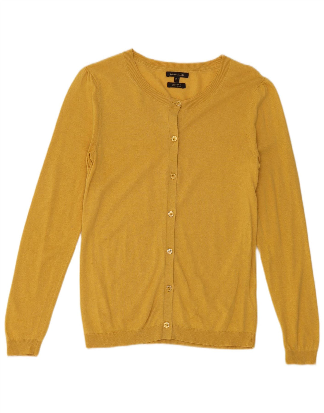 Maglione cardigan da donna Massimo Dutti UK 10 piccolo lana gialla