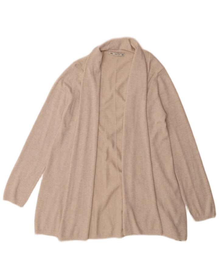 Maglione cardigan aperto da donna Zara UK 14 Viscosa beige medio