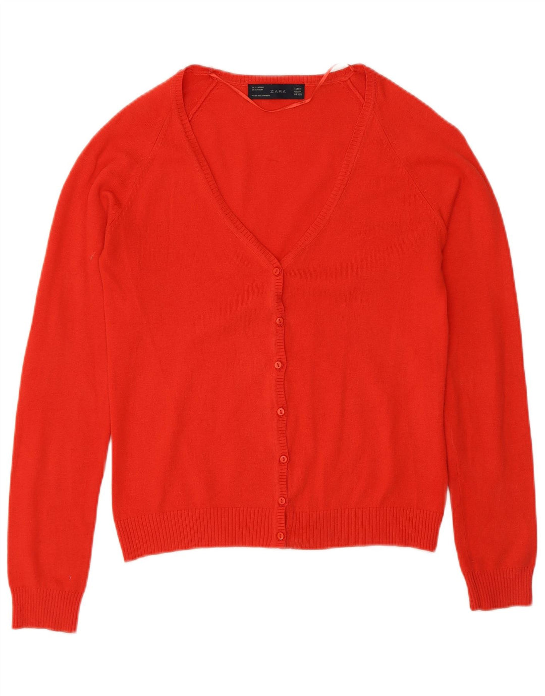 Maglione cardigan da donna Zara UK 12 cotone rosso medio