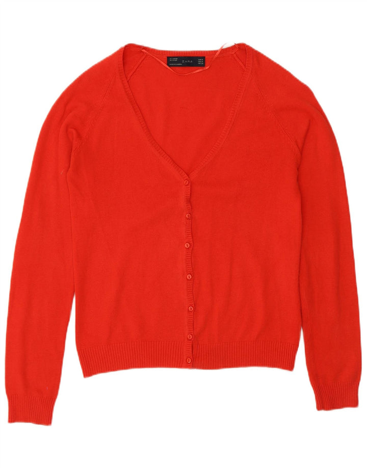 Maglione cardigan da donna Zara UK 12 cotone rosso medio