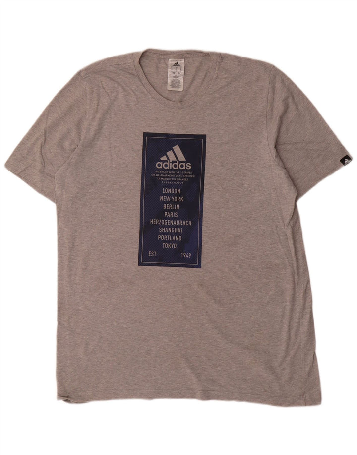 T-shirt grafica da uomo Adidas Top grande grigia