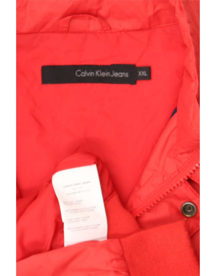 Giubbotto bomber con cappuccio da uomo Calvin Klein Jeans UK 44 2XL Rosso Poliammide