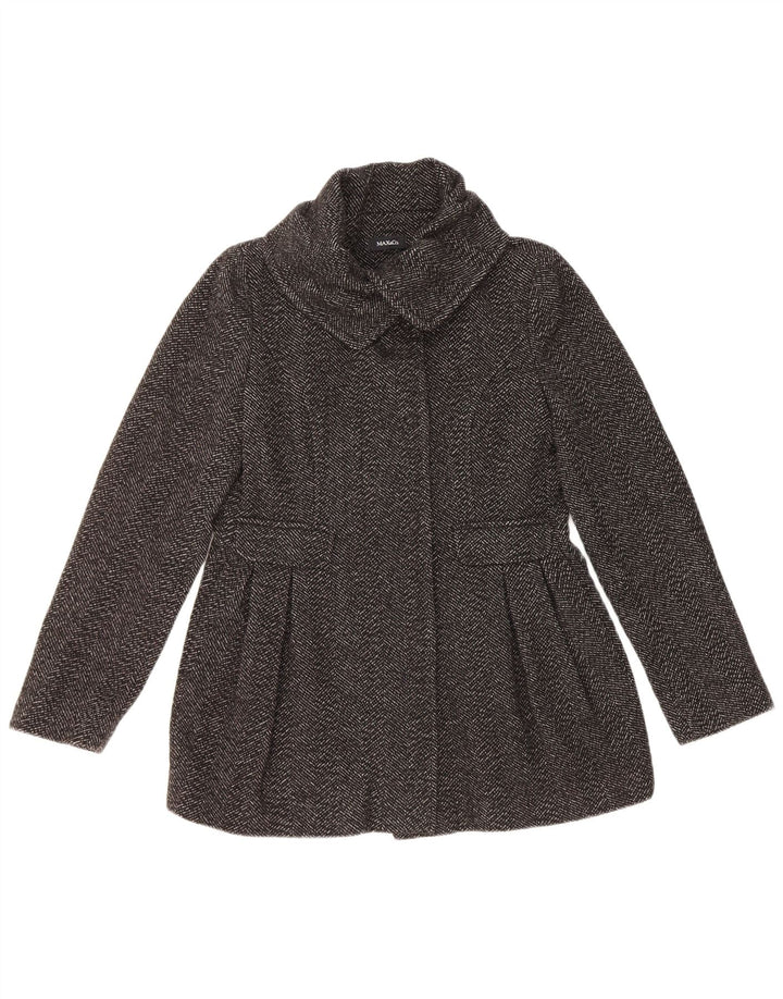 Cappotto da marinaio da donna Max & Co. UK 8 piccolo in lana a spina di pesce nera