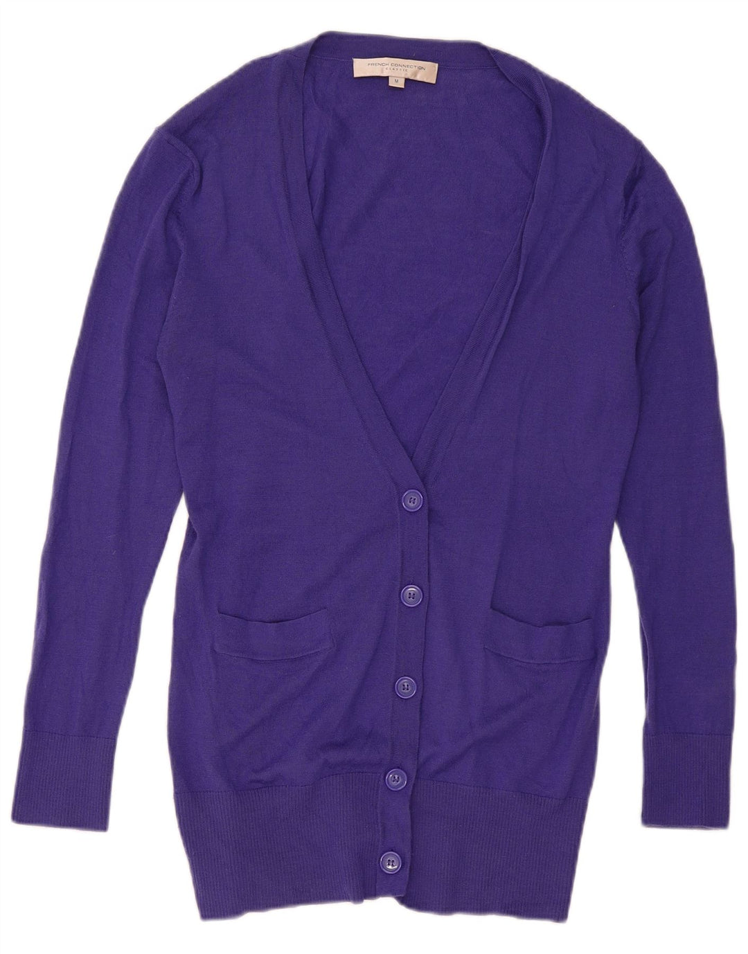 Maglione cardigan lungo da donna French Connection UK 12 Viola medio