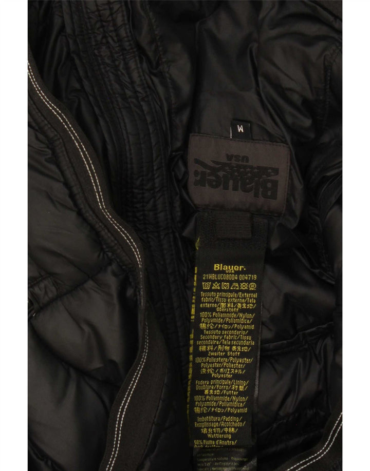 Blauer Giacca imbottita con cappuccio da uomo UK 38 Medium Black Colourblock Poliammide